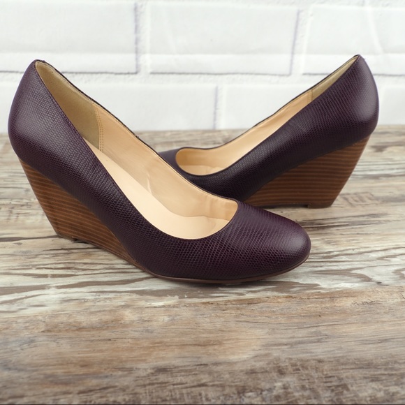 Cole Haan Shoes - Cole Haan 6.5 dark purple leather embossed wedges